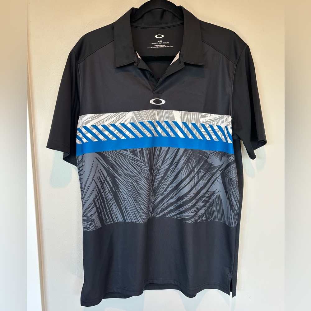 Oakley Black and Blue Men's Shirt Medium